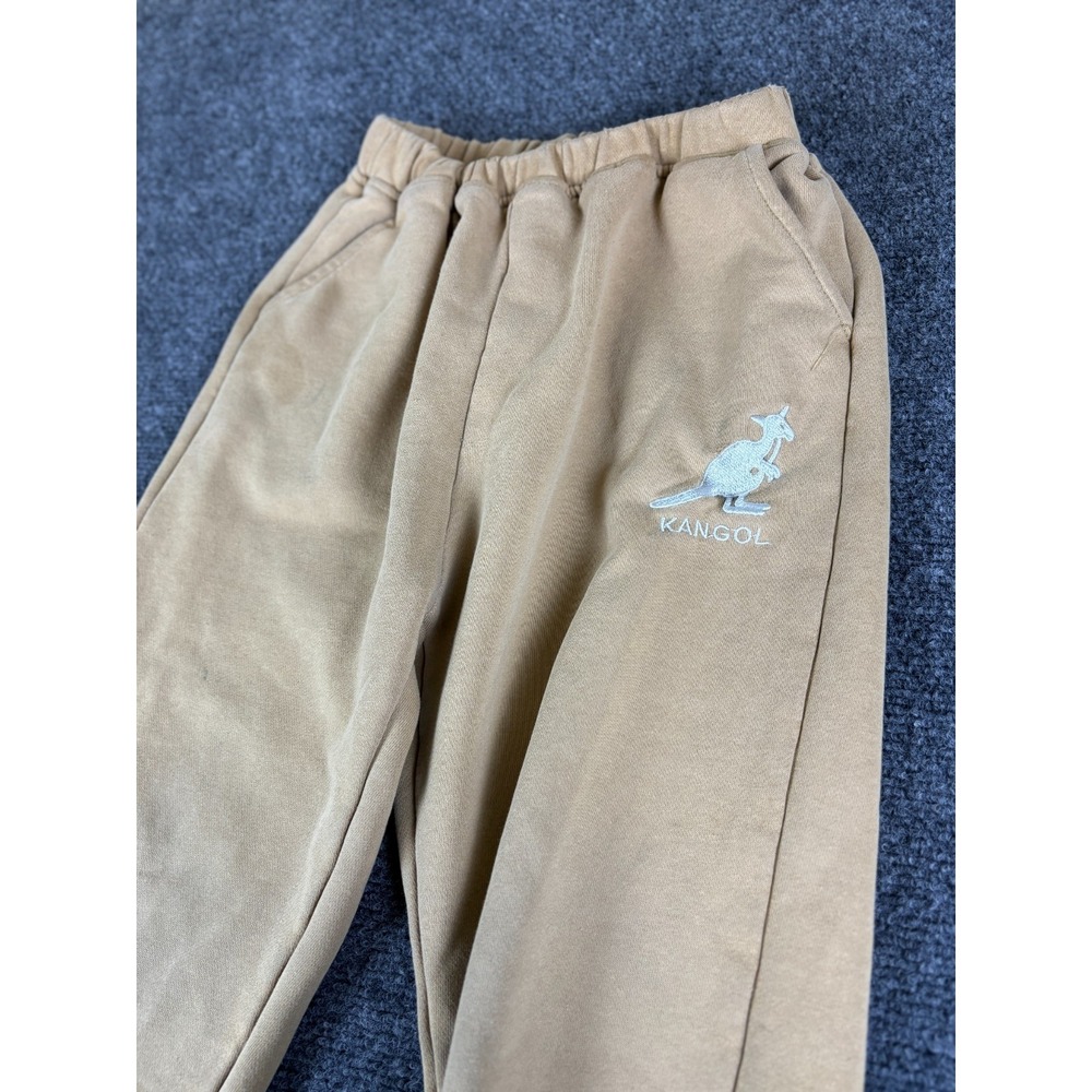 Kangol Jogger Pants Kids‎ 4T 19x16 Beige Logo Elastic Waist Tapered Leg READ